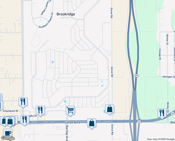 map of restaurants, bars, coffee shops, grocery stores, and more near 14322 Starcross St in Brooksville