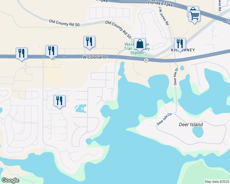 map of restaurants, bars, coffee shops, grocery stores, and more near 13436 Lake Boulevard in Winter Garden