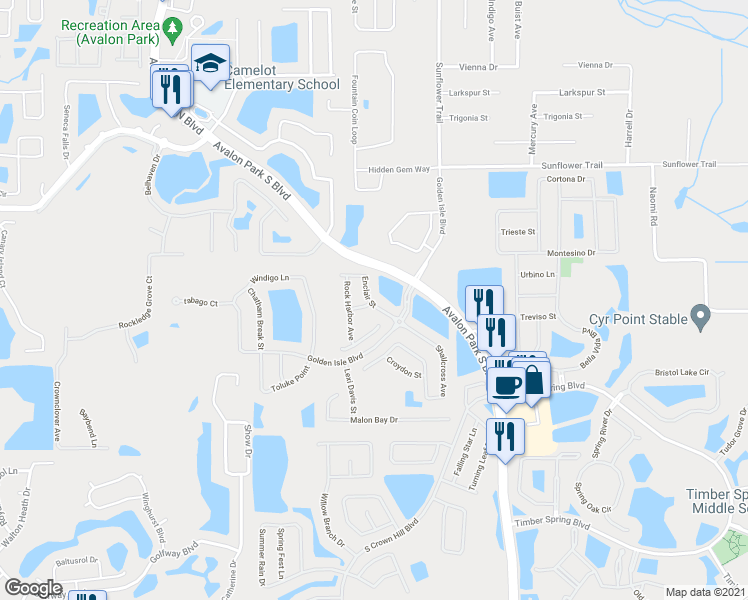map of restaurants, bars, coffee shops, grocery stores, and more near 987 Enclair Street in Orlando