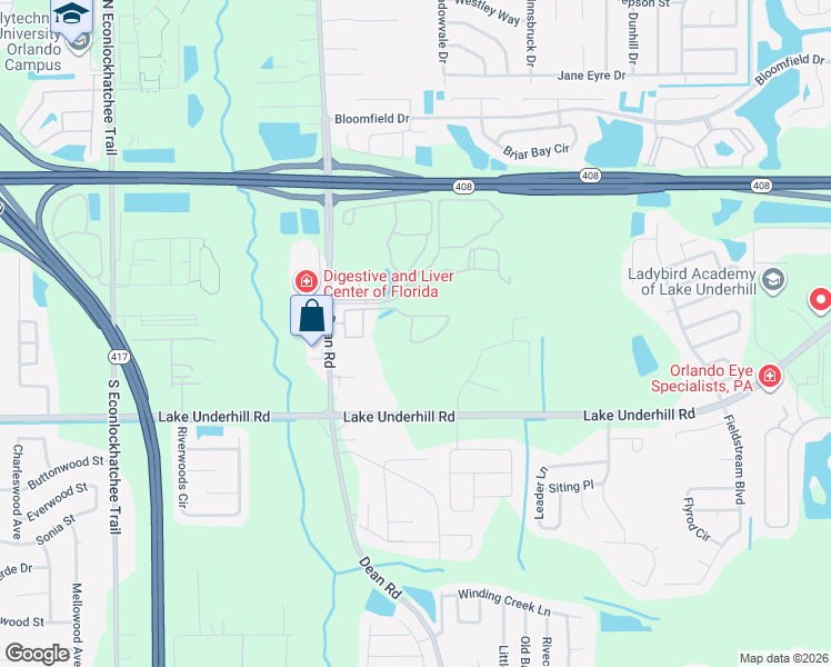 map of restaurants, bars, coffee shops, grocery stores, and more near 10746 Regent Square Drive in Orlando