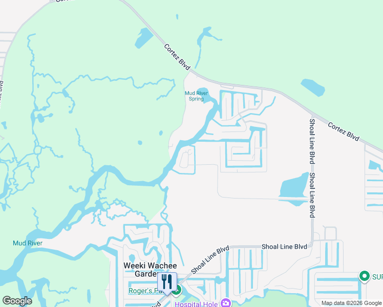 map of restaurants, bars, coffee shops, grocery stores, and more near 5362 Felker Drive in Spring Hill