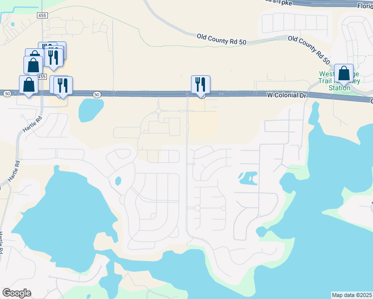 map of restaurants, bars, coffee shops, grocery stores, and more near 13351 Magnolia Pointe Boulevard in Clermont