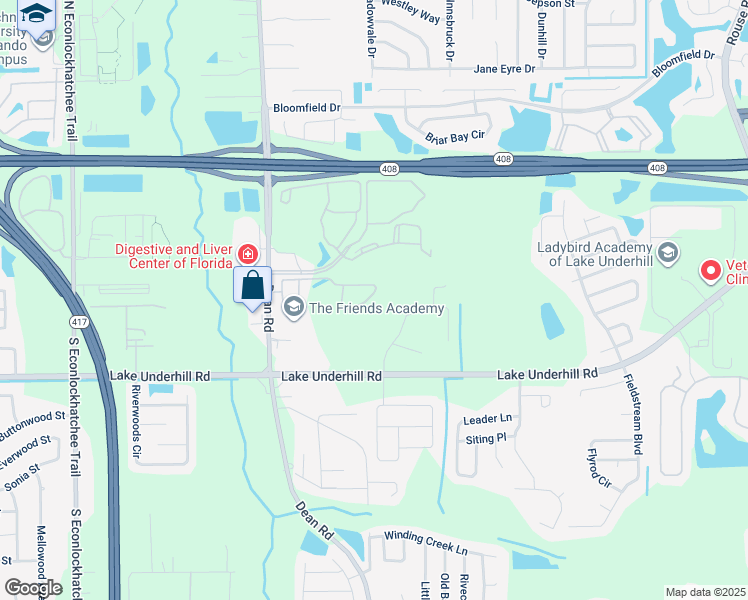 map of restaurants, bars, coffee shops, grocery stores, and more near 10559 Regent Square Drive in Orlando