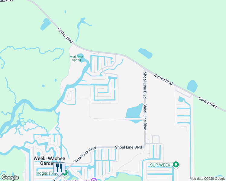 map of restaurants, bars, coffee shops, grocery stores, and more near 6145 Colony Circle in Spring Hill