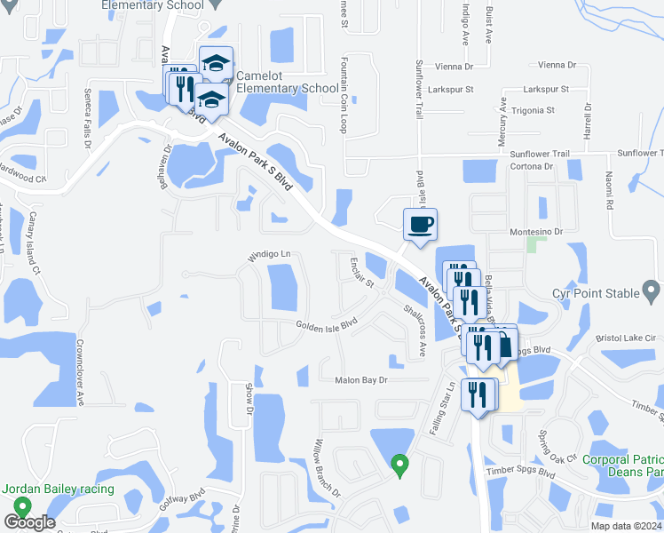 map of restaurants, bars, coffee shops, grocery stores, and more near 952 Rock Harbor Avenue in Orlando
