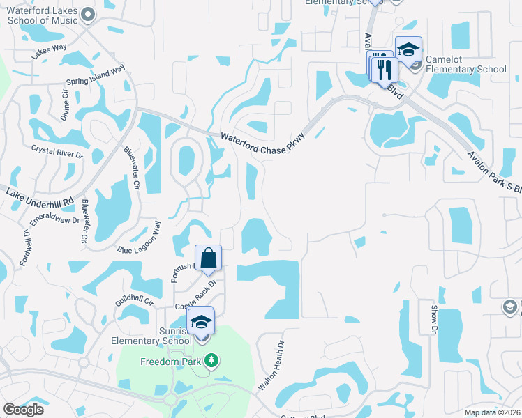 map of restaurants, bars, coffee shops, grocery stores, and more near 236 Pebblerock Court in Orlando
