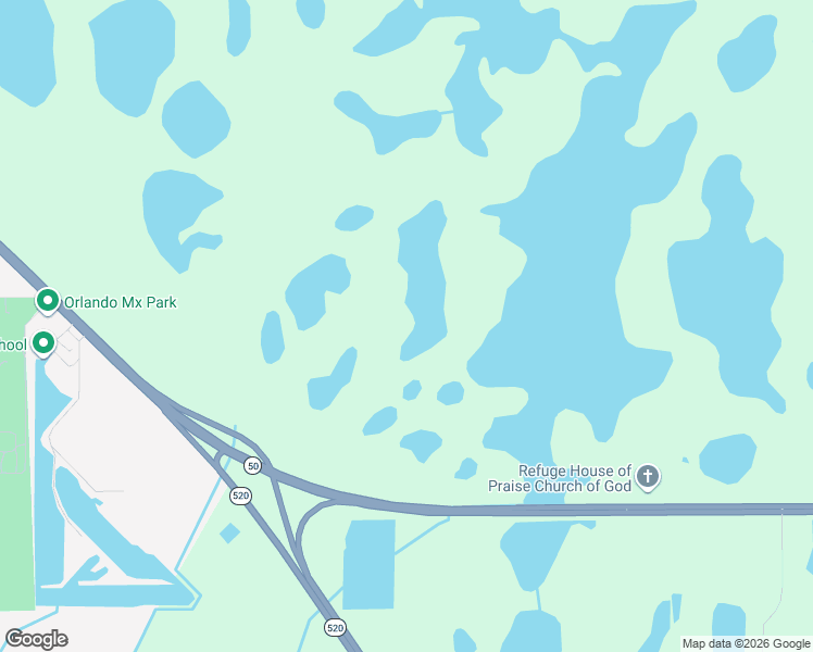 map of restaurants, bars, coffee shops, grocery stores, and more near 20283 East Colonial Drive in Christmas