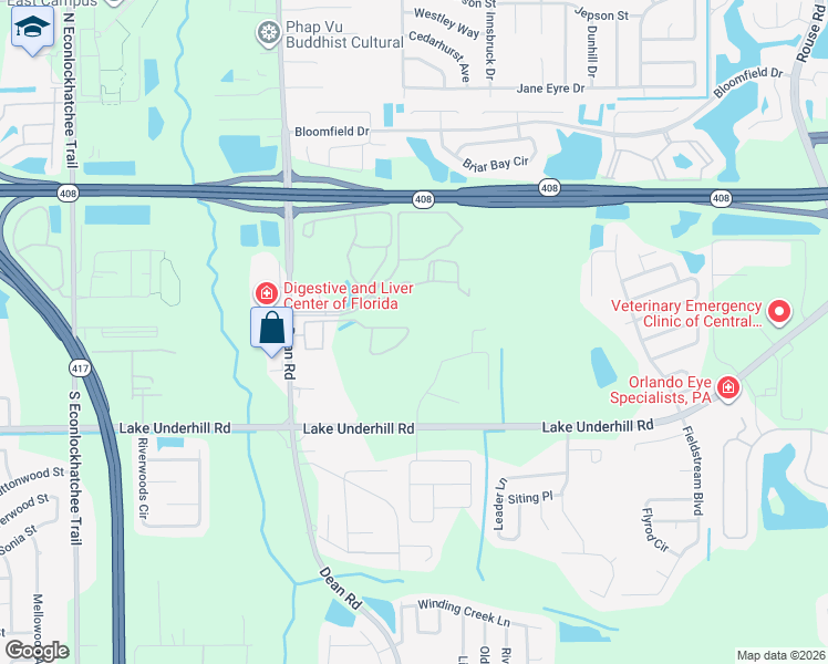 map of restaurants, bars, coffee shops, grocery stores, and more near 10511 Regent Square Drive in Orlando
