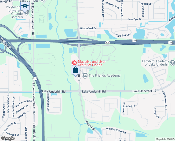 map of restaurants, bars, coffee shops, grocery stores, and more near 10190 Regent Park Drive in Orlando