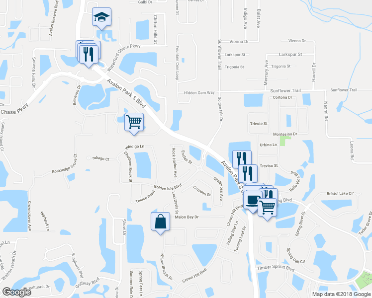 map of restaurants, bars, coffee shops, grocery stores, and more near 933 Enclair Street in Orlando
