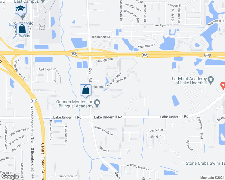 map of restaurants, bars, coffee shops, grocery stores, and more near 10319 Regent Square Drive in Orlando