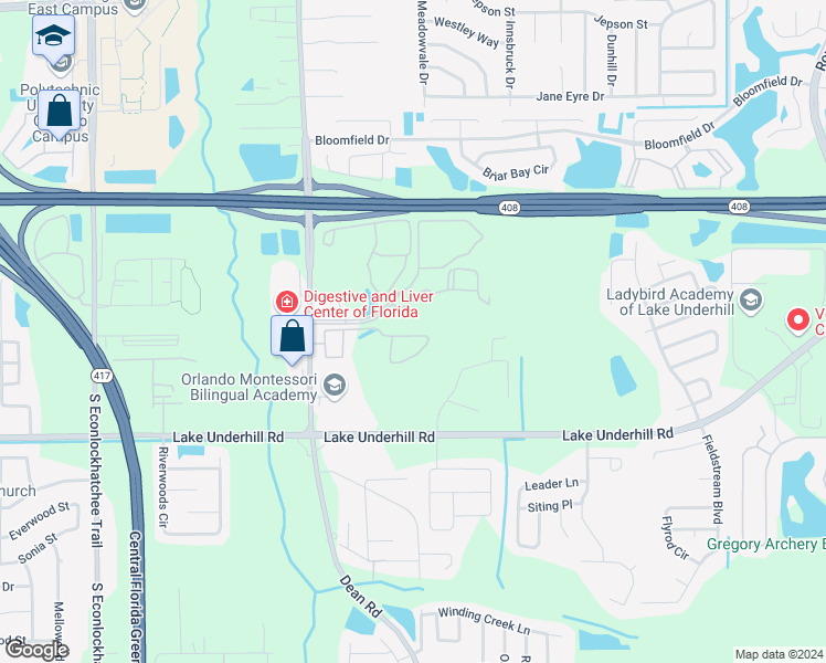 map of restaurants, bars, coffee shops, grocery stores, and more near 10260 Dylan Street in Orlando