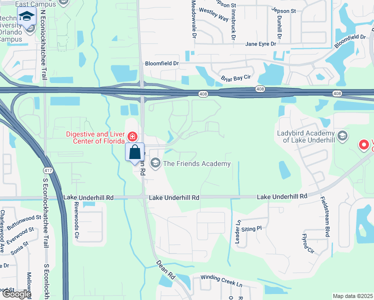map of restaurants, bars, coffee shops, grocery stores, and more near 10260 Dylan Street in Orlando