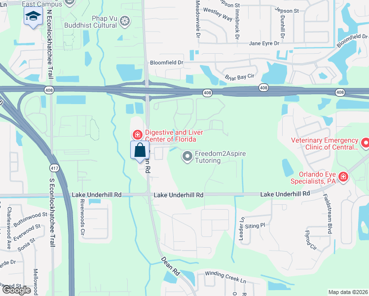 map of restaurants, bars, coffee shops, grocery stores, and more near 10200 Dylan Street in Orlando