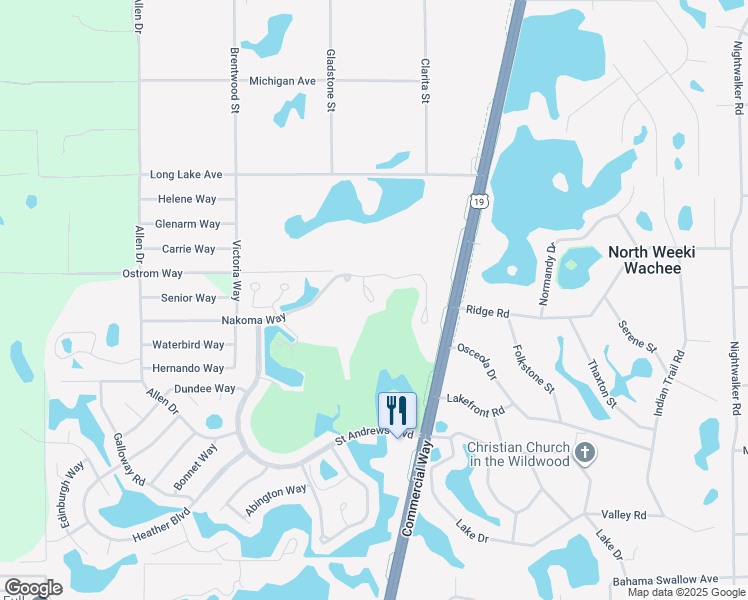 map of restaurants, bars, coffee shops, grocery stores, and more near 8012 Picketts Court in Brooksville