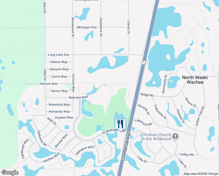map of restaurants, bars, coffee shops, grocery stores, and more near 8029 Picketts Court in Spring Hill