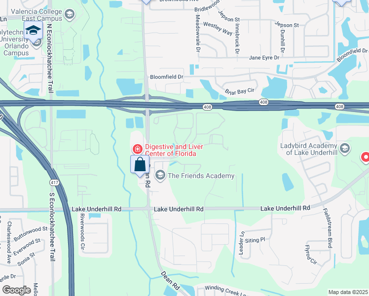 map of restaurants, bars, coffee shops, grocery stores, and more near 10200 Dylan Street in Orlando