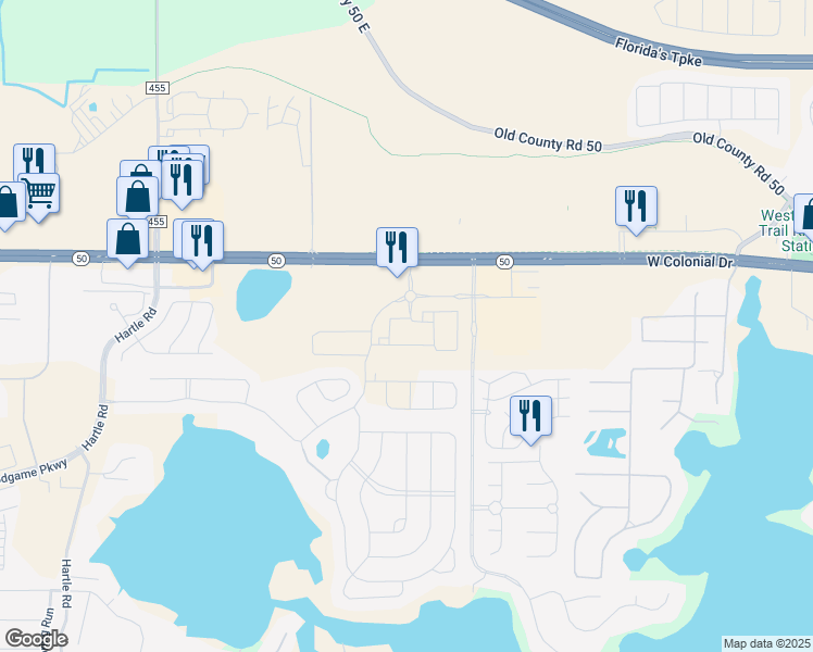 map of restaurants, bars, coffee shops, grocery stores, and more near 13351-13457 Magnolia Pointe Blvd in Winter Garden
