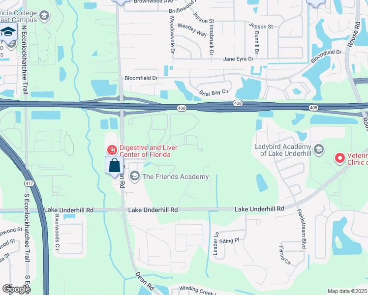map of restaurants, bars, coffee shops, grocery stores, and more near 10248 Dylan Street in Orlando