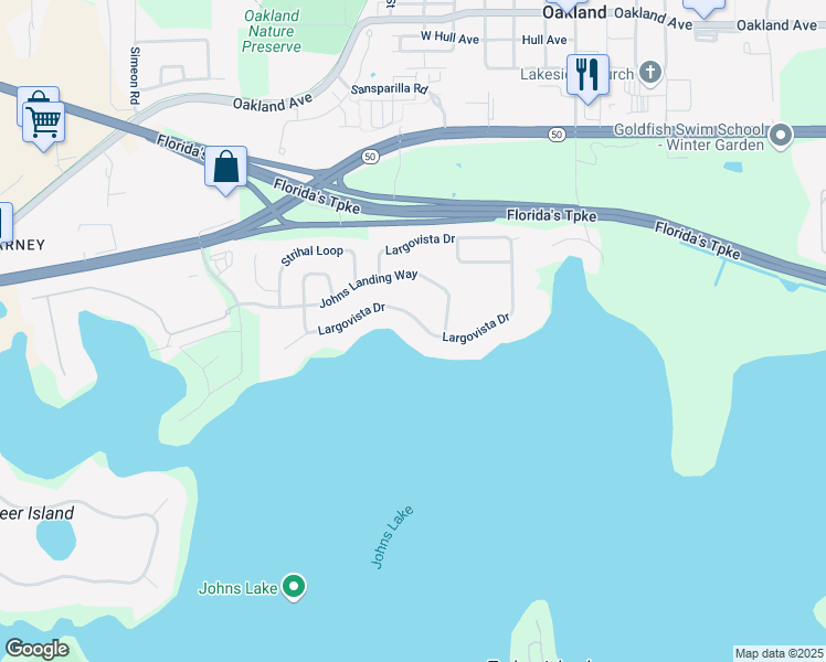 map of restaurants, bars, coffee shops, grocery stores, and more near 516 Largovista Drive in Oakland
