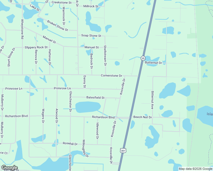 map of restaurants, bars, coffee shops, grocery stores, and more near 35043 Primrose Lane in Webster