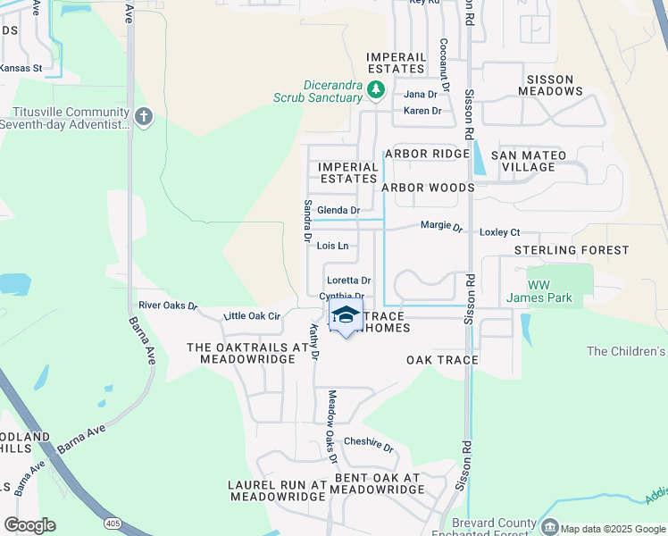 map of restaurants, bars, coffee shops, grocery stores, and more near 890 Penny Drive in Titusville
