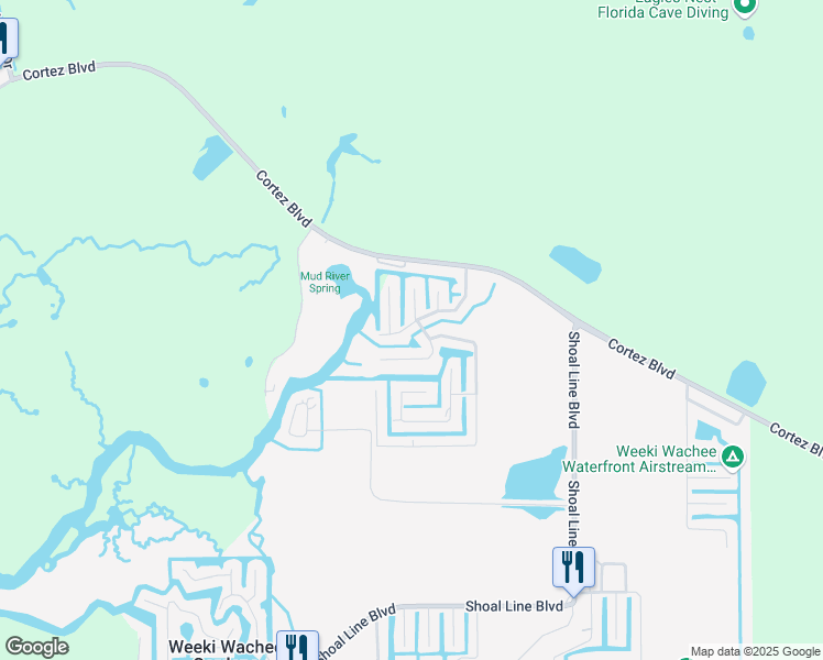map of restaurants, bars, coffee shops, grocery stores, and more near 8126 River Point Drive in Spring Hill
