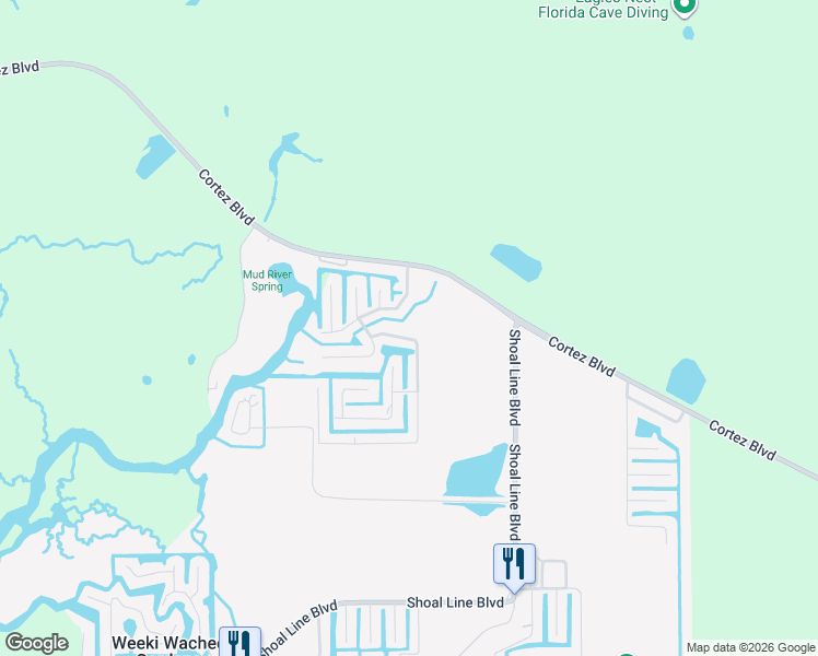 map of restaurants, bars, coffee shops, grocery stores, and more near 6248 Colony Circle in Spring Hill