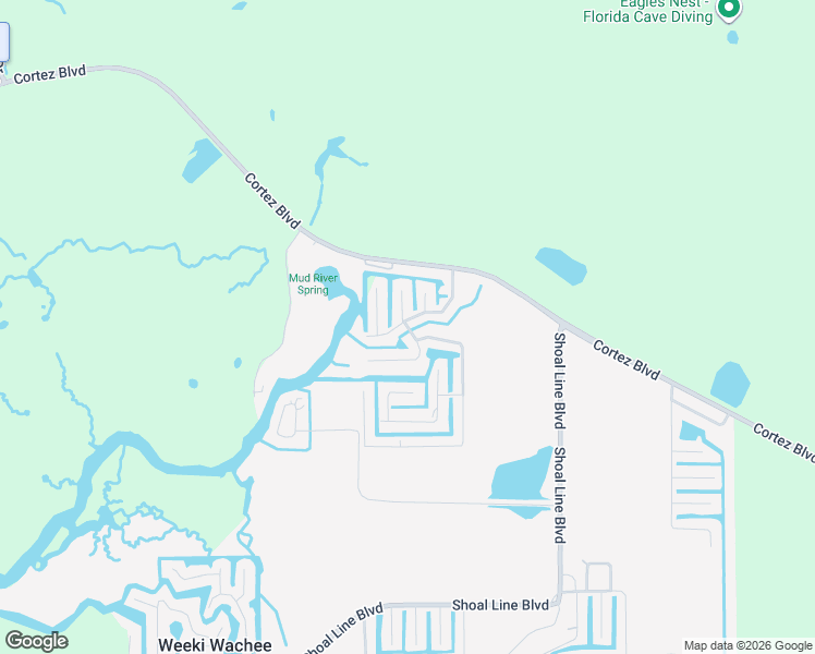 map of restaurants, bars, coffee shops, grocery stores, and more near Palm Creek Drive in Weeki Wachee Gardens