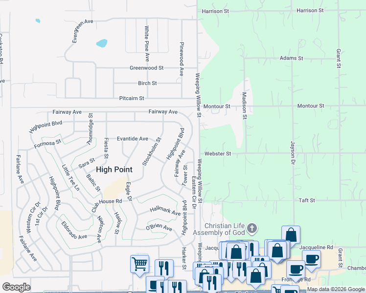map of restaurants, bars, coffee shops, grocery stores, and more near 12486 Fairway Avenue in Brooksville