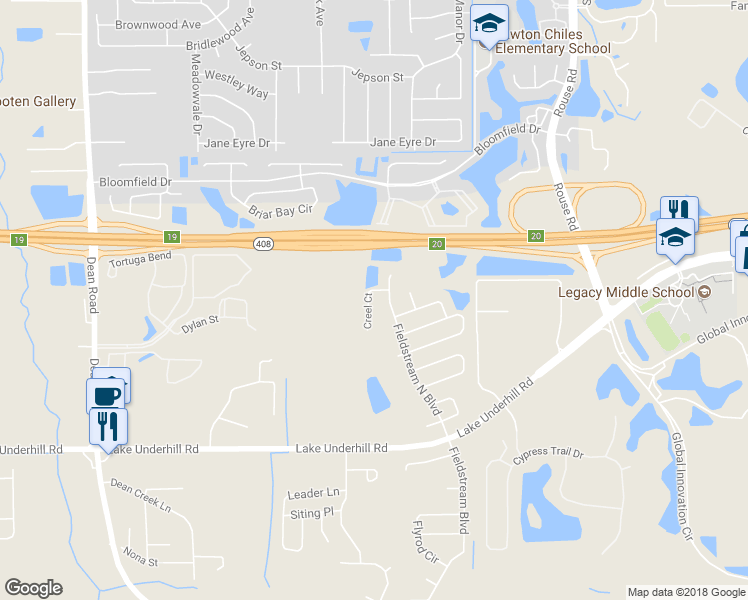 map of restaurants, bars, coffee shops, grocery stores, and more near 10648 Creel Ct in Orlando