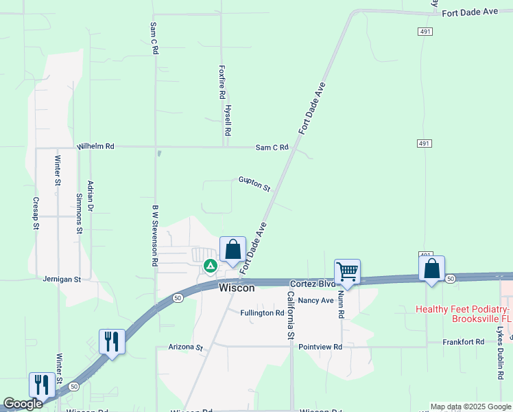 map of restaurants, bars, coffee shops, grocery stores, and more near 8107 Fort Dade Avenue in Brooksville