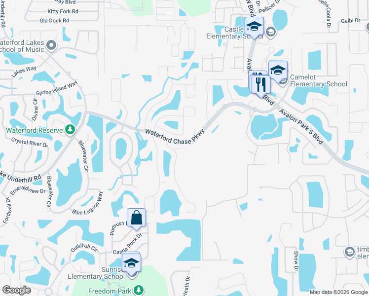 map of restaurants, bars, coffee shops, grocery stores, and more near 14026 King Sago Court in Orlando