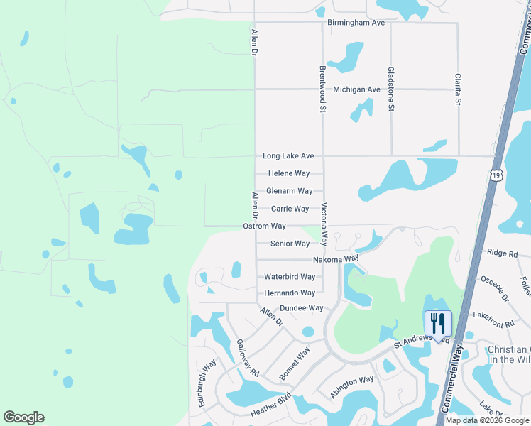map of restaurants, bars, coffee shops, grocery stores, and more near 8948 Carrie Way in Spring Hill