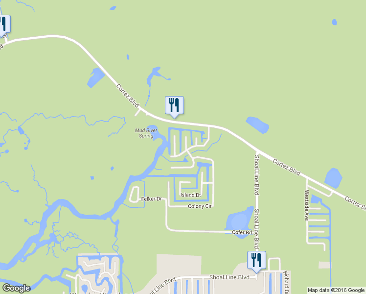 map of restaurants, bars, coffee shops, grocery stores, and more near 6125 Beacon Point Drive in Weeki Wachee