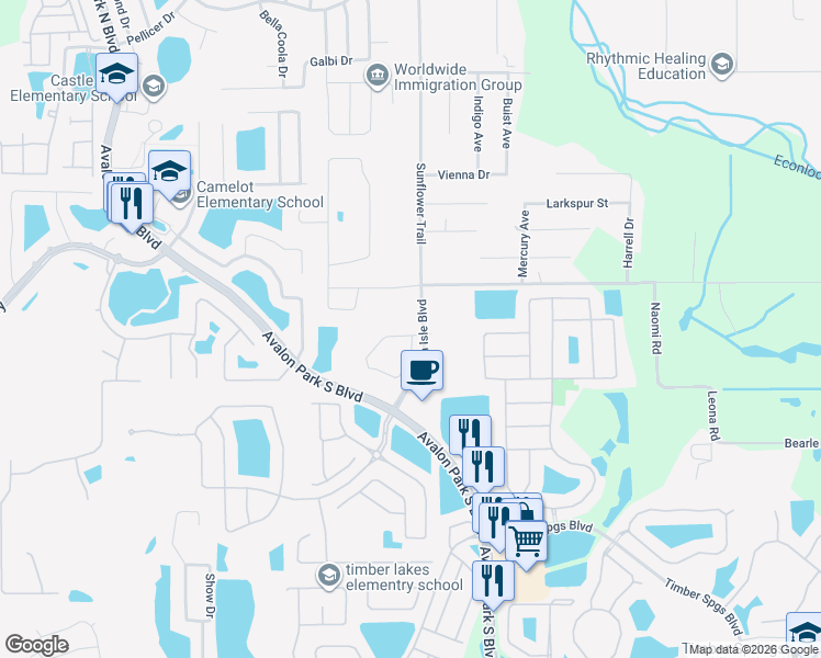 map of restaurants, bars, coffee shops, grocery stores, and more near 925 South Crystal Lake Drive in Orlando