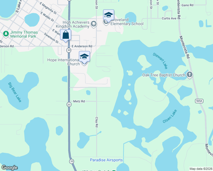 map of restaurants, bars, coffee shops, grocery stores, and more near 6480 Domenico Court in Groveland