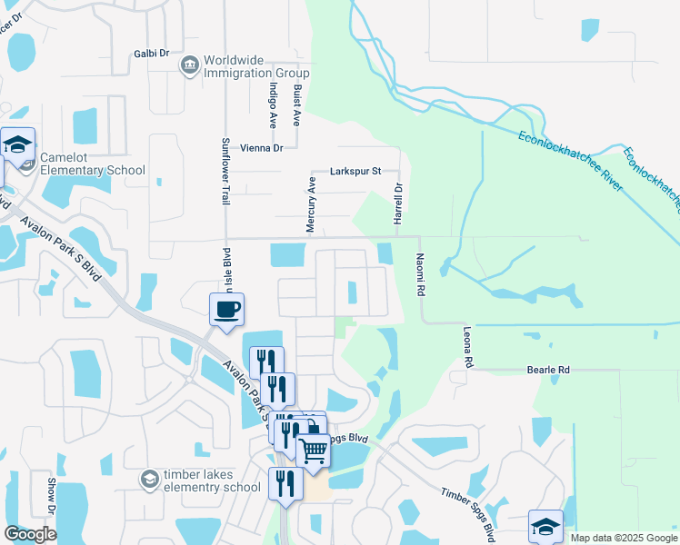 map of restaurants, bars, coffee shops, grocery stores, and more near 318 Bella Vida Boulevard in Orlando