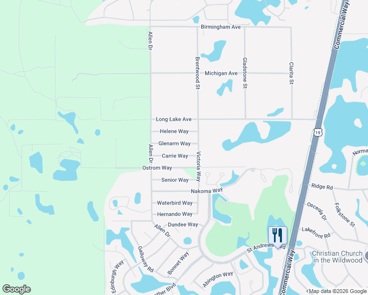 map of restaurants, bars, coffee shops, grocery stores, and more near 9022 Glenarm Way in Brooksville