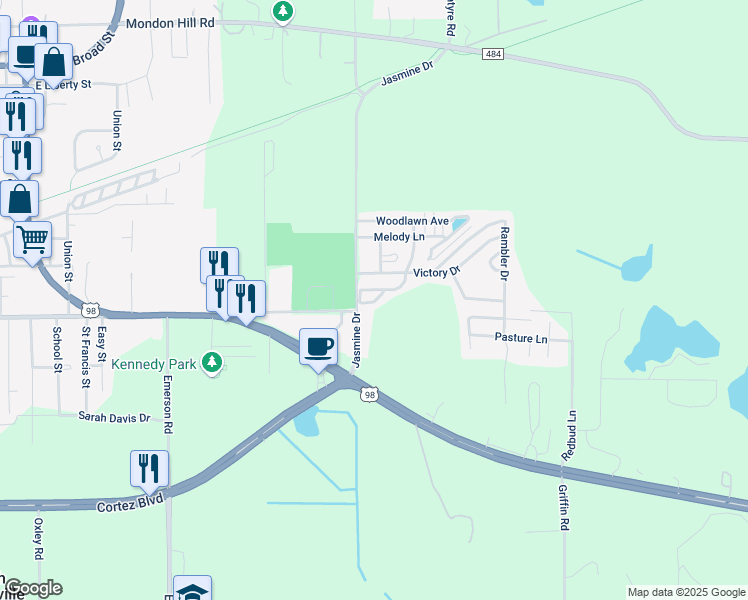 map of restaurants, bars, coffee shops, grocery stores, and more near 22250 Wilson Memorial Drive in Brooksville