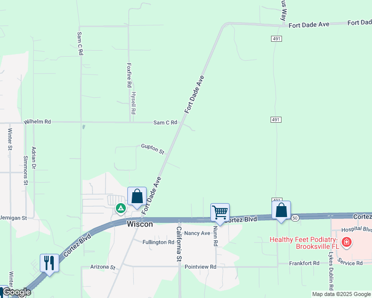 map of restaurants, bars, coffee shops, grocery stores, and more near 8186 Fort Dade Avenue in Brooksville
