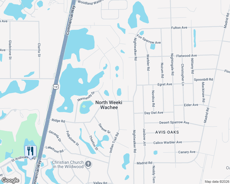 map of restaurants, bars, coffee shops, grocery stores, and more near 8178 Indian Trail Road in Spring Hill