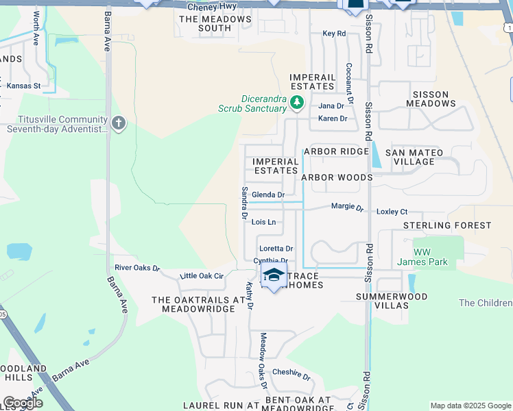 map of restaurants, bars, coffee shops, grocery stores, and more near 940 Margie Drive in Titusville