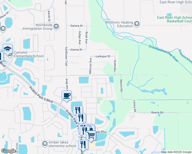 map of restaurants, bars, coffee shops, grocery stores, and more near 534 Cortona Drive in Orlando