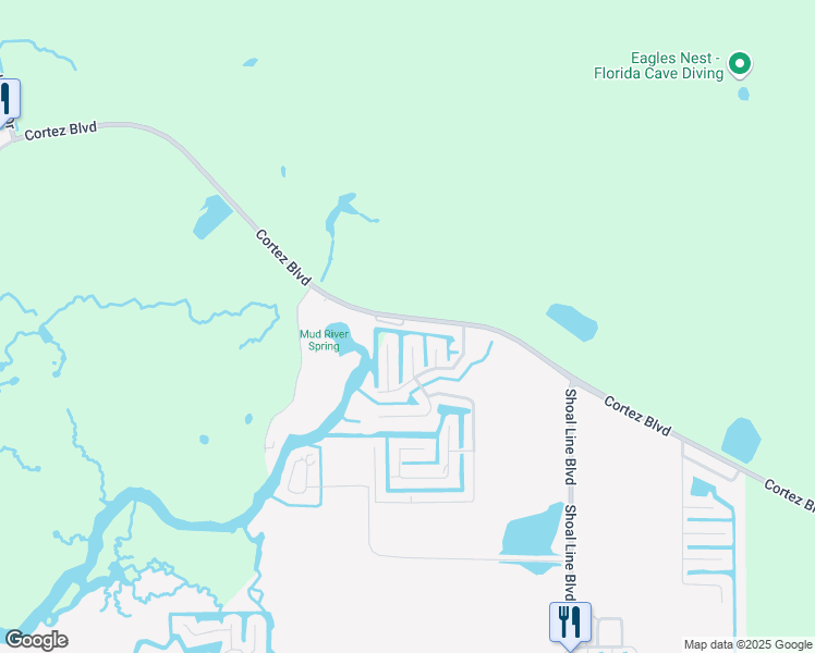 map of restaurants, bars, coffee shops, grocery stores, and more near 8178 River Point Drive in Spring Hill