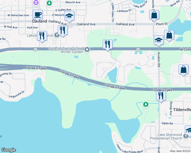 map of restaurants, bars, coffee shops, grocery stores, and more near 1468 Scarlet Oak Loop in Winter Garden