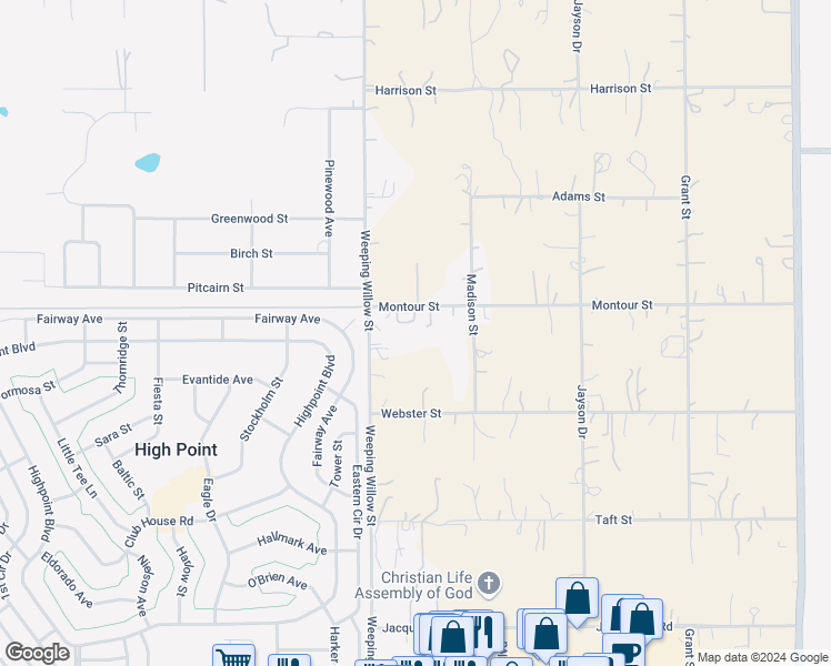 map of restaurants, bars, coffee shops, grocery stores, and more near 12476 Montour Street in Brooksville