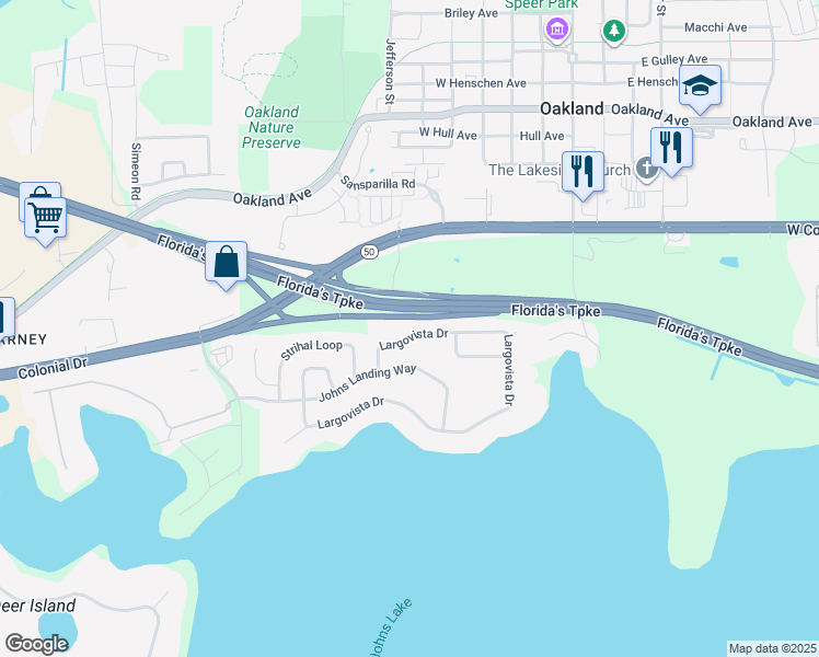 map of restaurants, bars, coffee shops, grocery stores, and more near 227 Largovista Drive in Oakland
