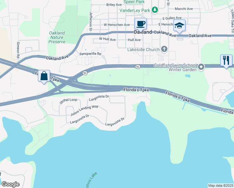 map of restaurants, bars, coffee shops, grocery stores, and more near 309 Largovista Drive in Oakland