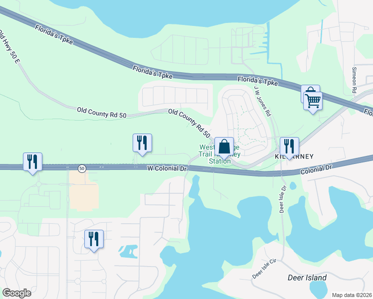 map of restaurants, bars, coffee shops, grocery stores, and more near 13703 Lake Blvd in Winter Garden